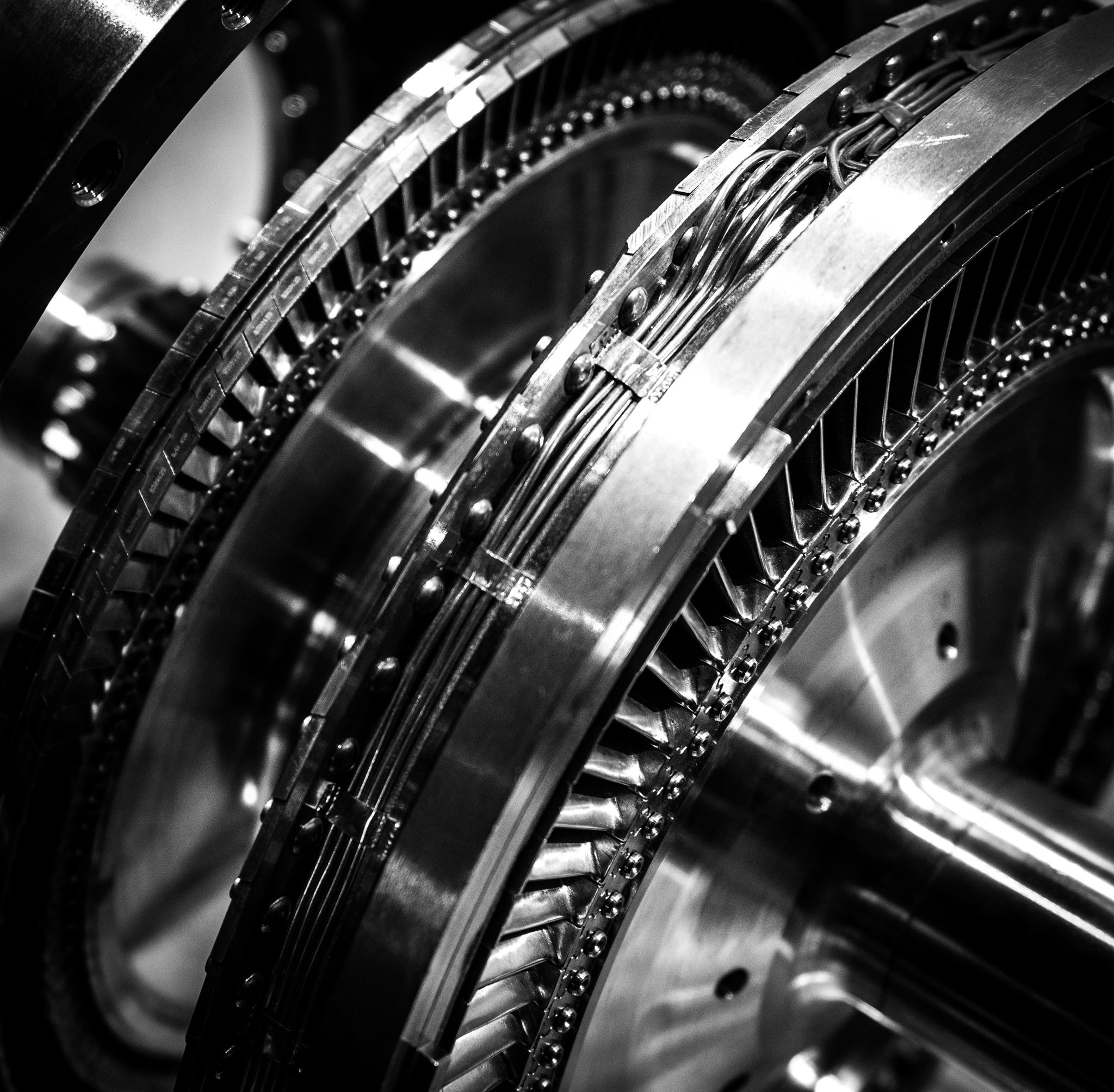 Close-up de turbina a gás industrial moderna